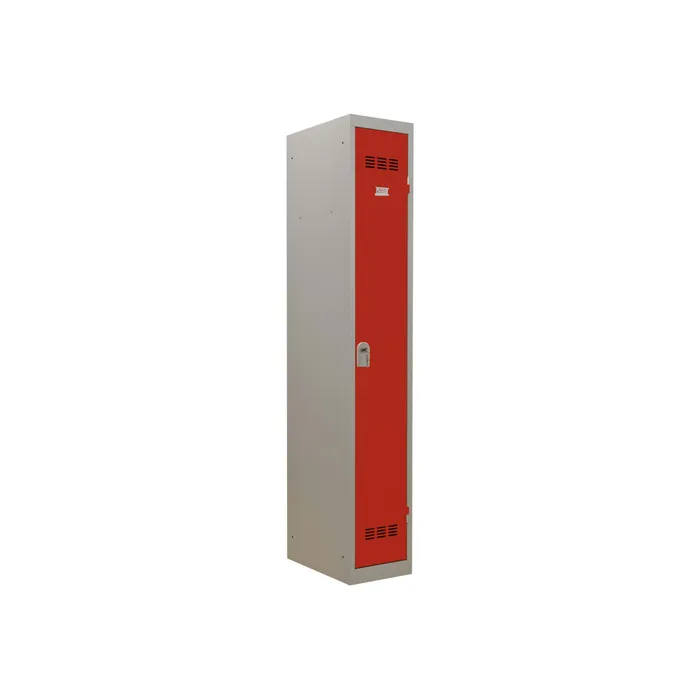 3219093105029-Vestiaire Industrie Propre - 1 porte - 180 x 30 x 50 cm - gris/rouge-Angle gauche-0