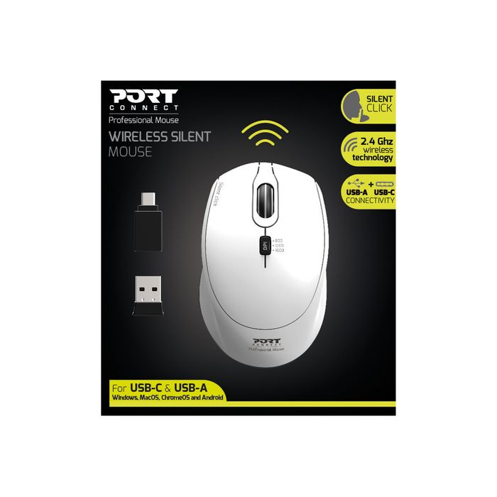 3567049007140-PORT DESIGNS - Souris sans fil - silencieuse - blanc-Avant-3