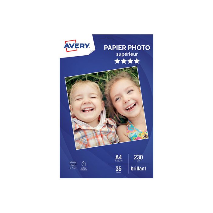 3266550176269-Avery - Papier Photo brillant - A4 - 230 g/m² - impression jet d'encre - 35 feuilles-Avant-0