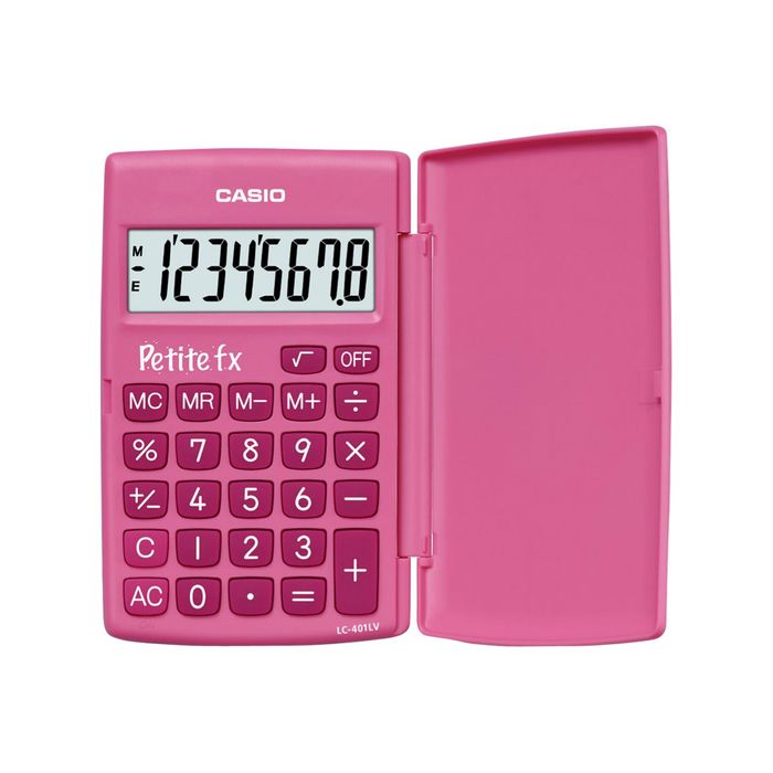 0400000282213-Calculatrice de poche Casio Petit-FX LC-401LV - 8 chiffres - alimentation batterie - rose-Avant-0