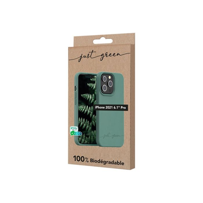 3571211464457-Just Green - coque de protection pour Iphone 13 Pro - vert-Angle droit-4