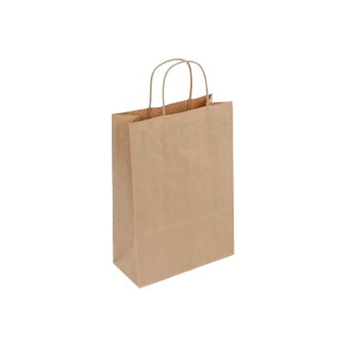 2130858308329-50 Sacs cadeau kraft - poignées torsadées - 14 cm x 8 cm x 21 cm - brun-Angle gauche-0