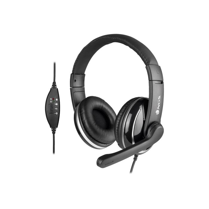 8435430615890-NGS VOX 800 - Casque filaire avec micro - connexion USB - noir-Angle droit-0