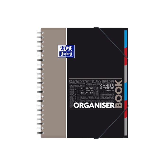 3020120056623-Oxford Etudiants - Cahier trieur Organiserbook A4+ (24 x 29,7 cm) - 160 pages - grands carreaux (Seyes) - disponibl-Angle droit-1