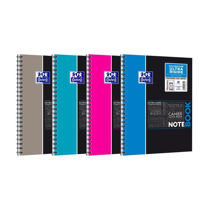 3020120056524-Oxford Etudiants - Cahier Notebook A4+ (24 x 29,7 cm) - 160 pages - grands carreaux (Seyes) - double spirale - disponib-Angle gauche-5