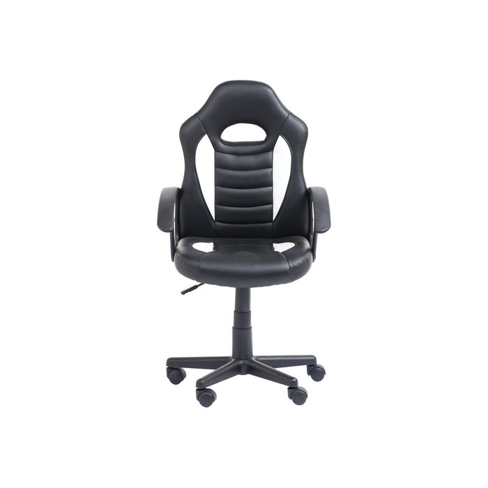 3760185029438-Fauteuil gamer ANZIO - accoudoirs fixes - noir et blanc-Avant-1