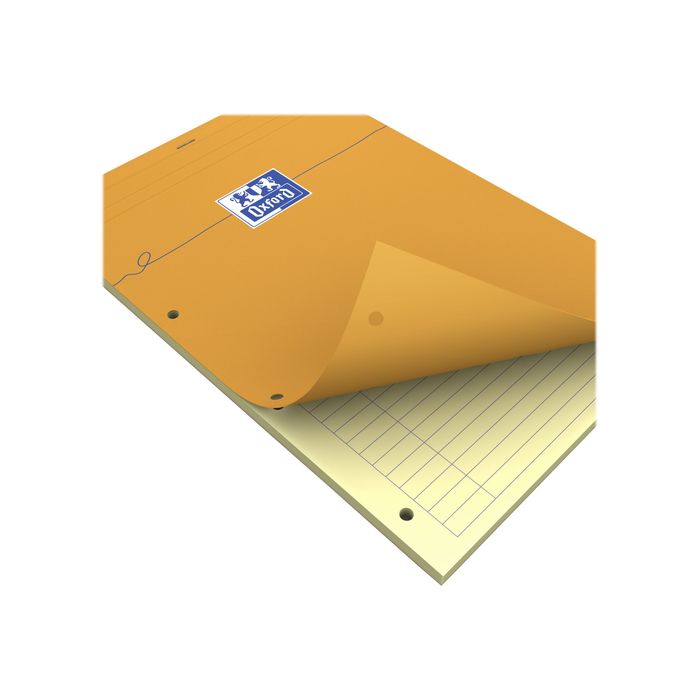 3020121062876-Oxford - Bloc notes - A4 + - 160 pages - ligné jaune - 80G - perforé - orange-Gros plan-1