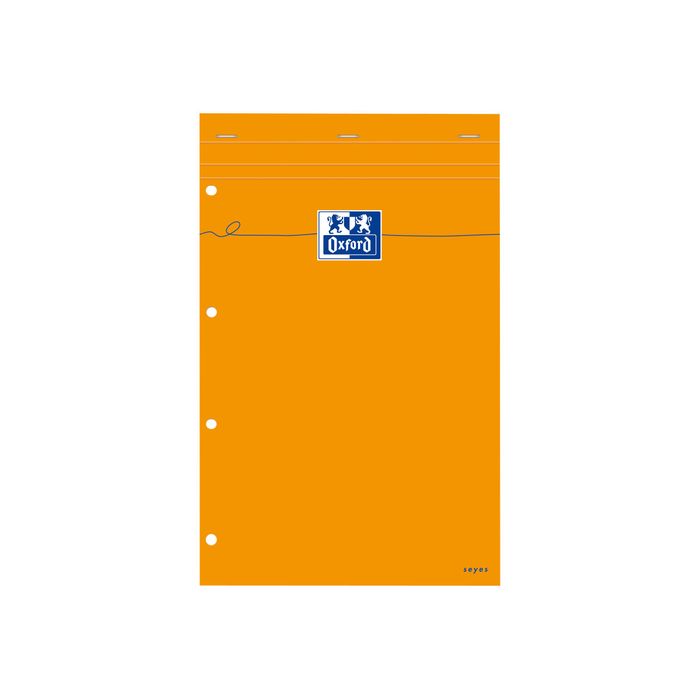 3020121069790-Oxford - Bloc notes - A4 + - 160 pages - grands carreaux - perforé - orange-Avant-0