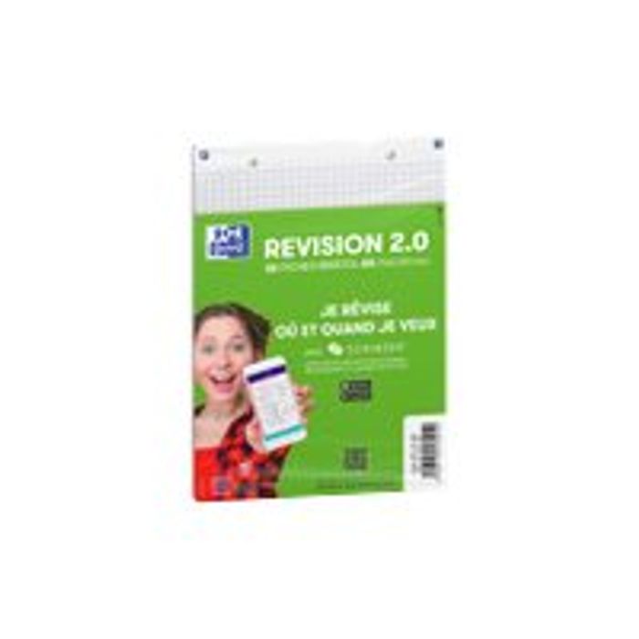 3020120138008-Oxford REVISION 2.0 - Pack de 32 Fiches Bristol Scribzee - A6 - petits carreaux - non perfo-Angle gauche-0