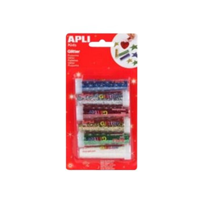 0400793875975-Apli - 6 tubes à paillettes - coloris assortis-Avant-0