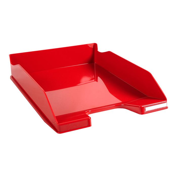 9002493019782-Exacompta COMBO Glossy - Corbeille à courrier rouge carmin-Angle gauche-1