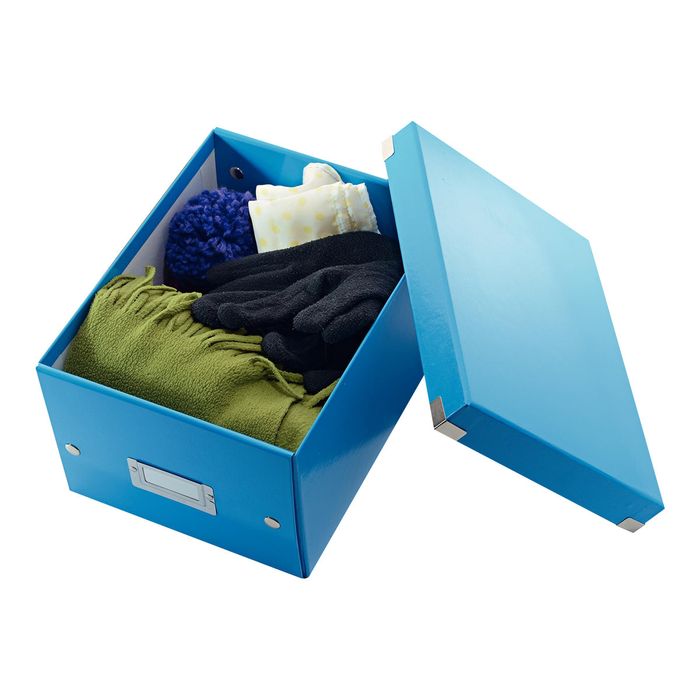 4002432398072-Leitz Click & Store - Boîte de rangement A5 - bleu métallisé-Angle droit-1