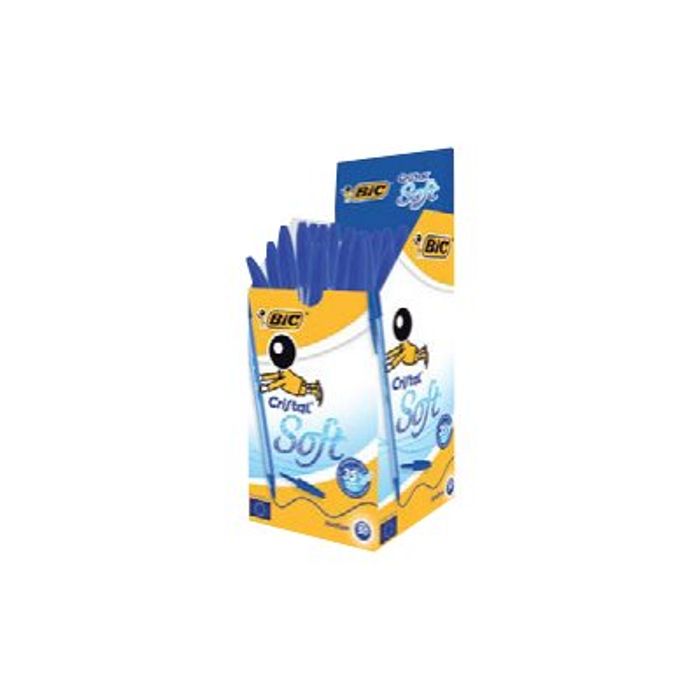 3086123355361-BIC Cristal SOFT - 50 Stylos à bille - bleu - 1.2 mm-Angle droit-0