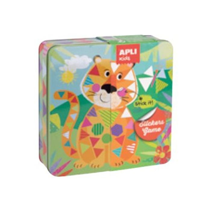 8410782152231-Apli Kids - Boîte métallique jeu de gommettes - tigre-Angle gauche-0