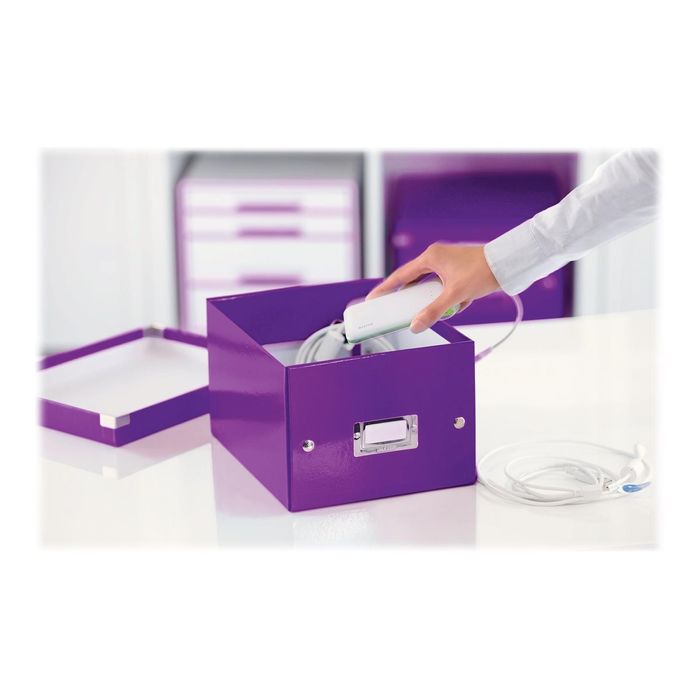 4002432103782-Leitz Click & Store - Boîte de rangement A5 - violet métallisé-Angle gauche-2