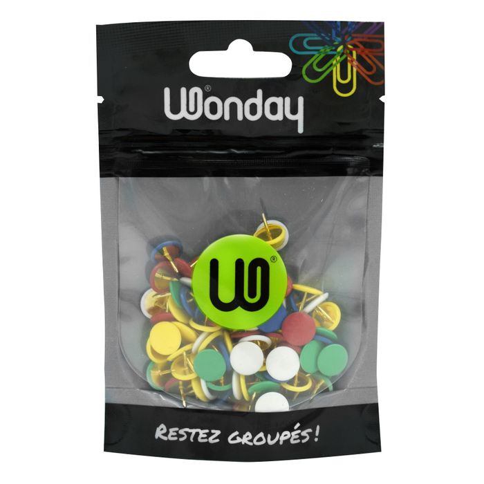 3701254707482-Wonday - 100 Punaises - couleurs assorties (sachet)--0