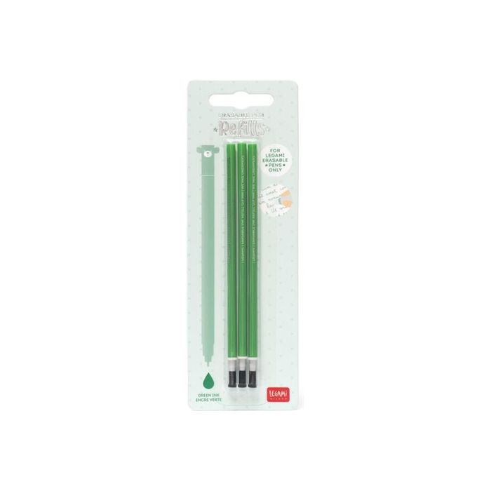 8052461965932-Legami - Pack de 3 recharges pour stylo à encore gel - vert-Avant-0