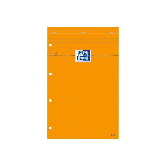 3020121062838-Oxford - Bloc notes - A4 + - 160 pages - petits carreaux - 80G - perforé - orange-Avant-0