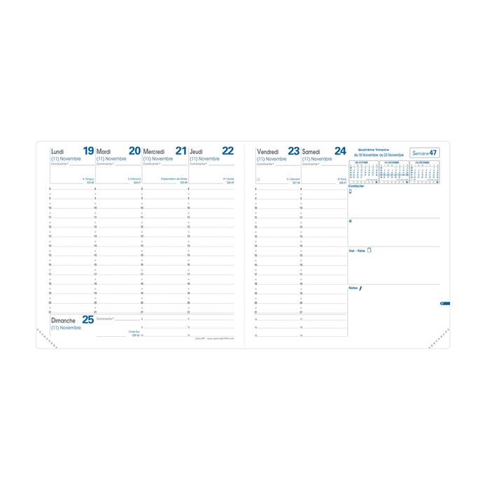 3371010122271-Agenda Club Executif avec répertoire - 1 semaine sur 2 pages - 16 x 16 cm - rouge - Quo Vadis--1