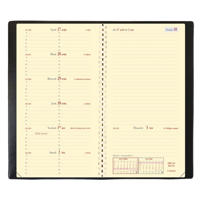 3371010135820-Agenda de poche spiralé Soho Italnote S - 1 semaine sur 2 pages - 8,8 x 17 cm - rouge - Quo Vadis--1