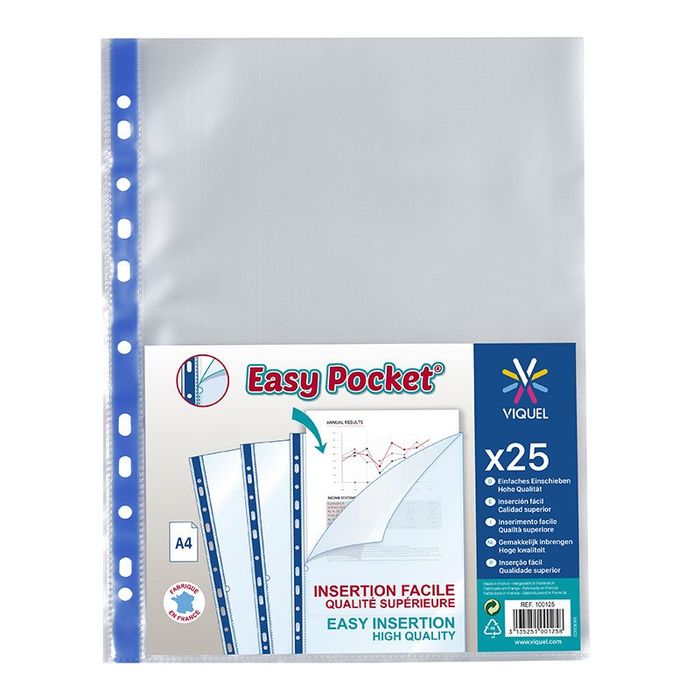 3135251001258-Viquel Easy Pocket - 25 Pochettes plastiques - A4--1