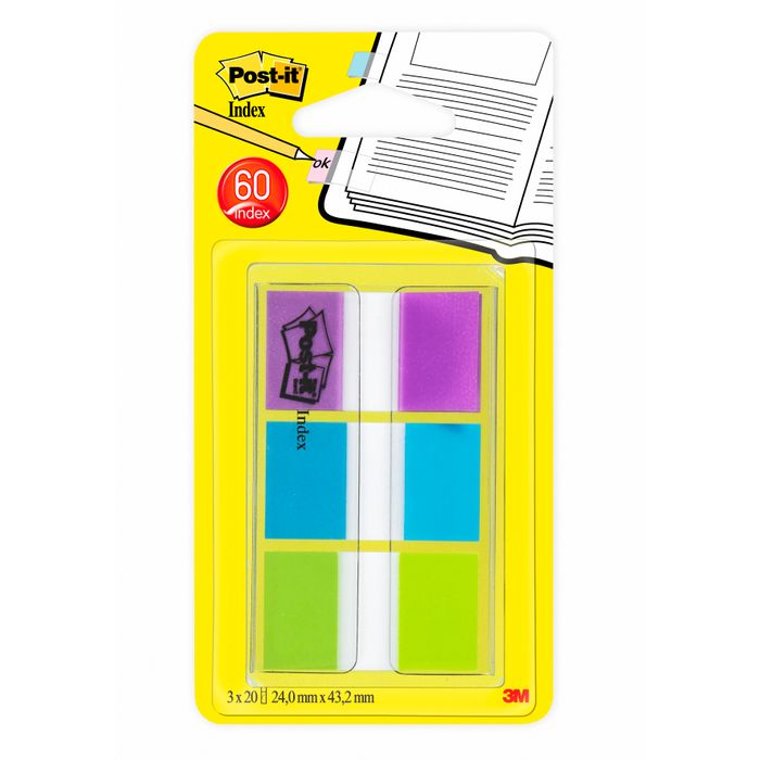 051135809976-Post-it - Marque-pages (Index) souples - couleurs assorties - Lot 3 x 20 feuilles--0