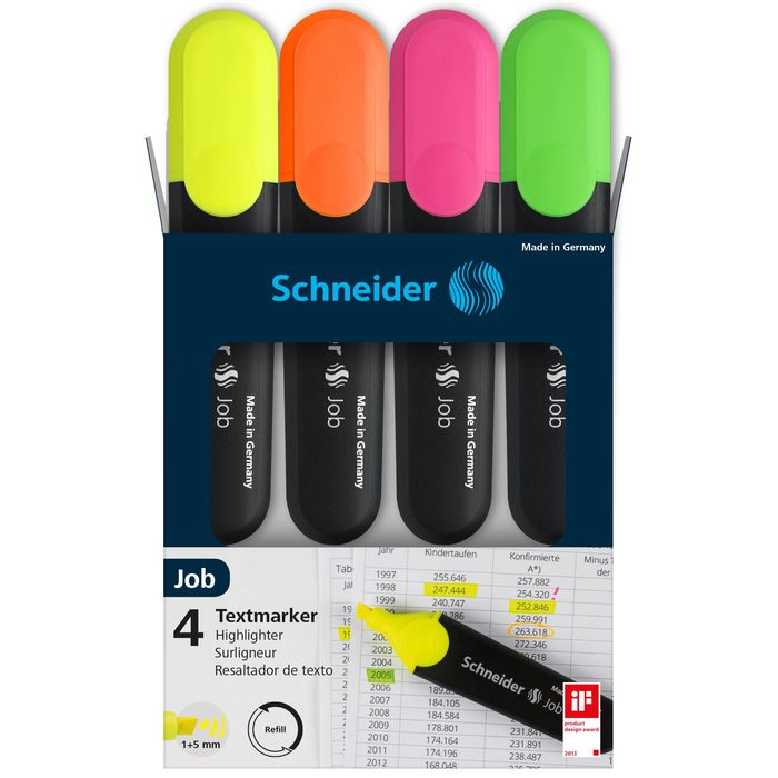 4004675015006-Schneider Job - Pack de 4 surligneurs - couleurs assorties--1