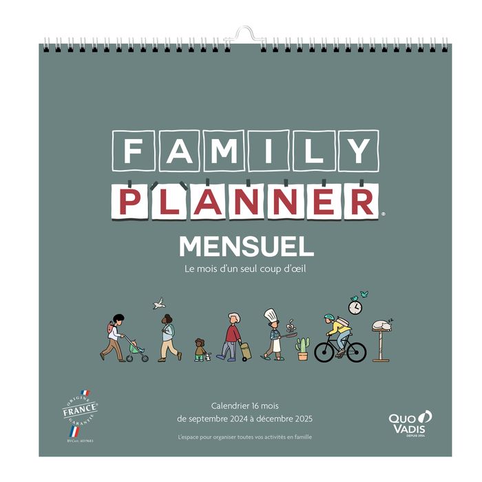 3371010289707-Calendrier Family Planner Mensuel - 16 mois : Septembre à Décembre - 30 x 30 cm - Quo Vadis--0