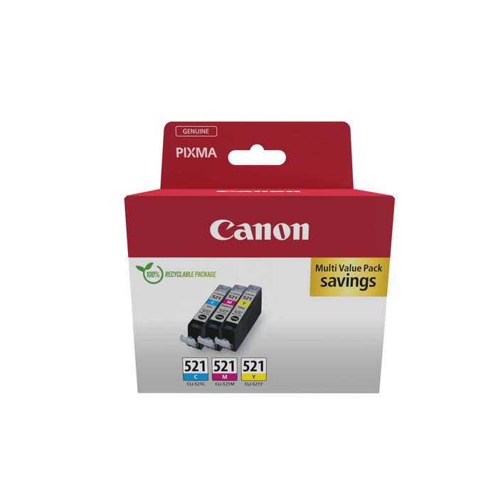 4960999974279-Canon CLI-521 - Pack de 3 - cyan, magenta, jaune - cartouche d'encre originale--0