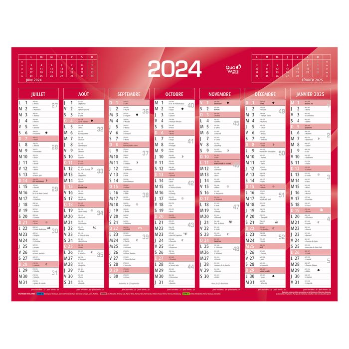 3371010307067-Quo Vadis - Calendrier bancaire 7 mois par face - 33,5 x 43 cm - rouge--1