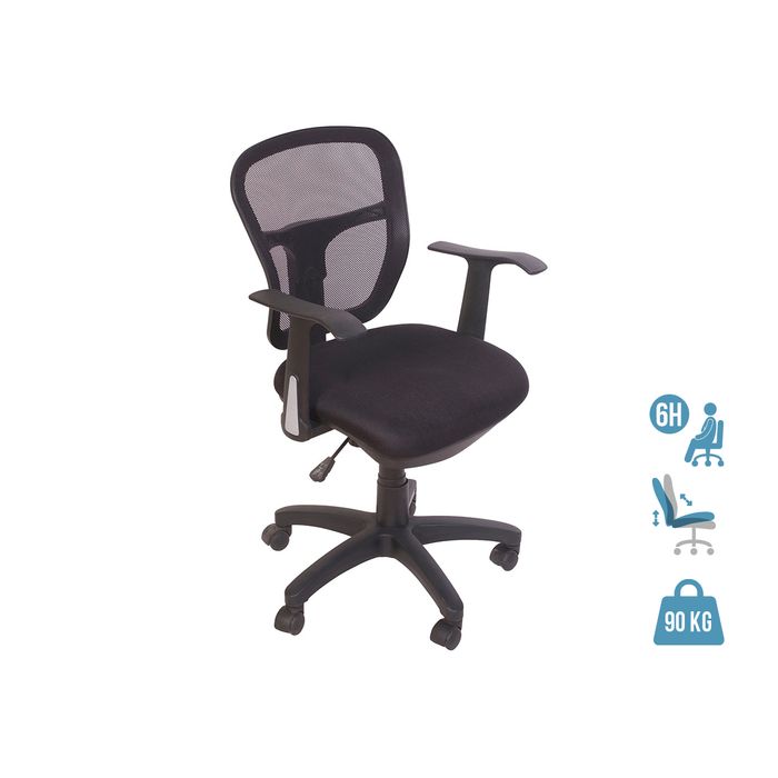 3760185020077-Fauteuil de bureau PHOENIX - accoudoirs fixes - noir--0