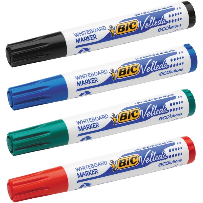 3086120017040-BIC VELLEDA 1701 - Pack de 4 marqueurs effaçables - pointe ogive - couleurs assorties--1