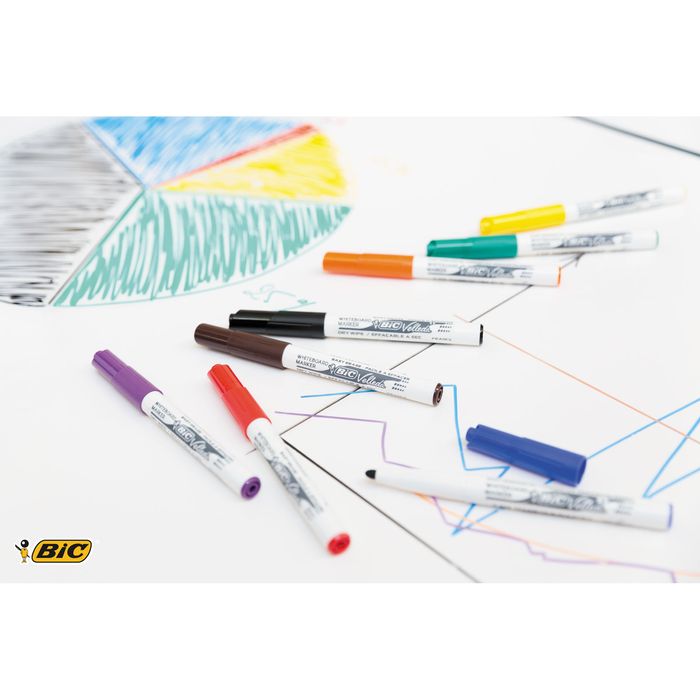 3086120057466-BIC VELLEDA 1741 - Pack de 6 marqueurs effaçables - pointe ogive - couleurs assorties--6