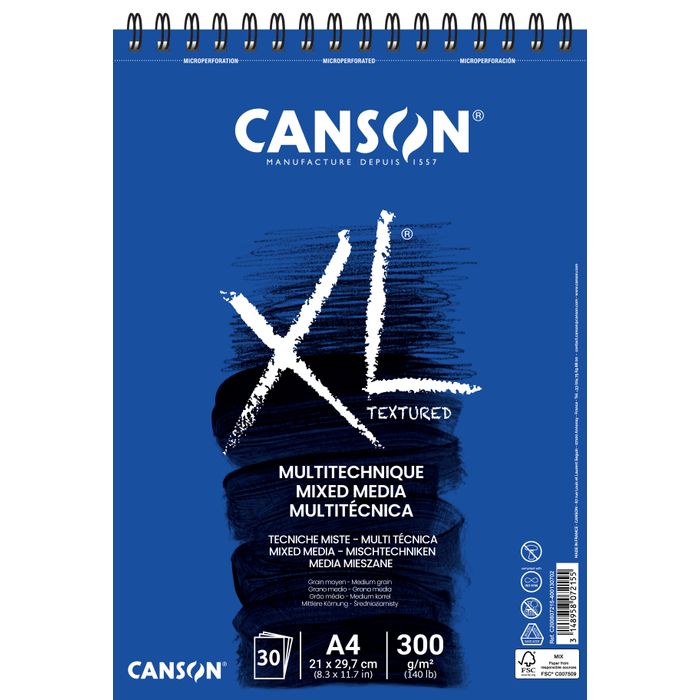 3148958072155-Canson XL Mix Media - Bloc dessin croquis - 30 feuilles - A4 - 300 gr - blanc--0