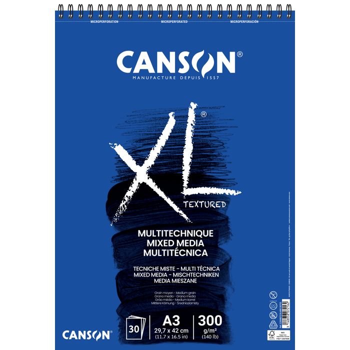 3148958072162-Canson XL Mix Media - Bloc dessin croquis - 30 feuilles - A3 - 300 gr - blanc--0