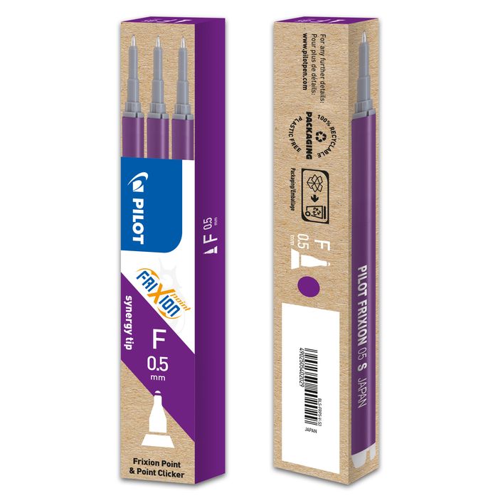 4902505402029-Pilot Frixion Point - 3 Recharges pour rollers effaçables - 0,5 mm - violet--1