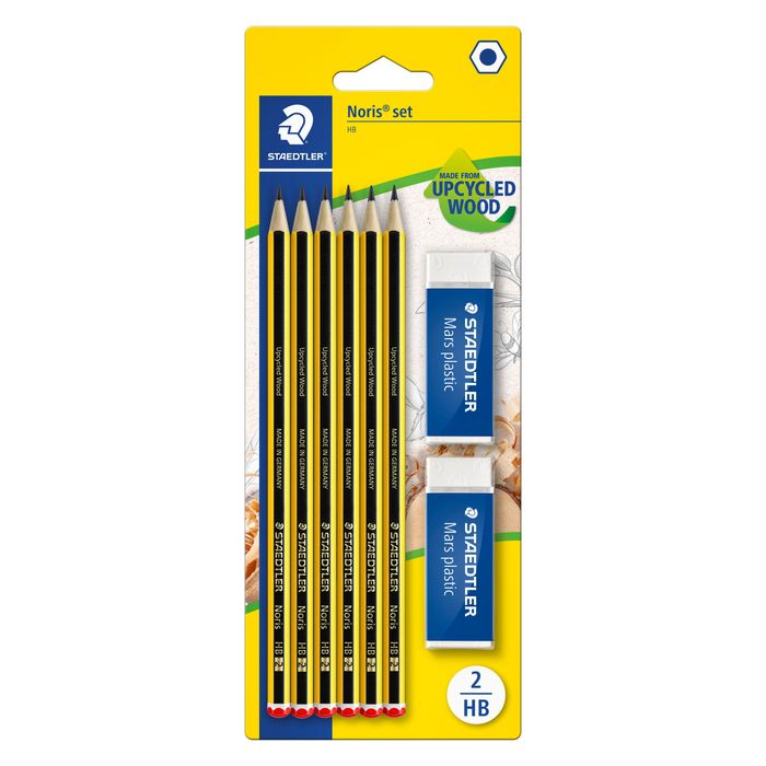 4007817119013-STAEDTLER Noris - Pack de 6 Crayons à papier - HB - 2 mm - avec 2 gommes--0