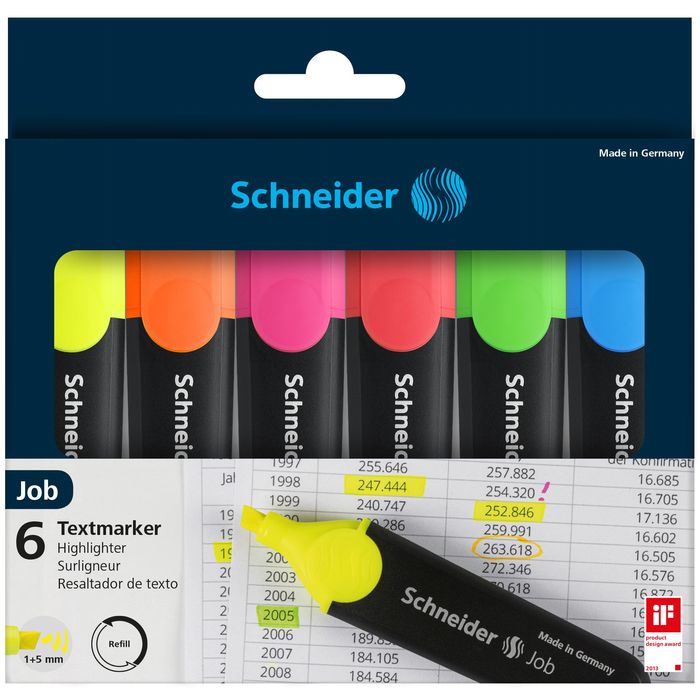 4004675021359-Schneider Job - Pack de 6 surligneurs - couleurs assorties--0