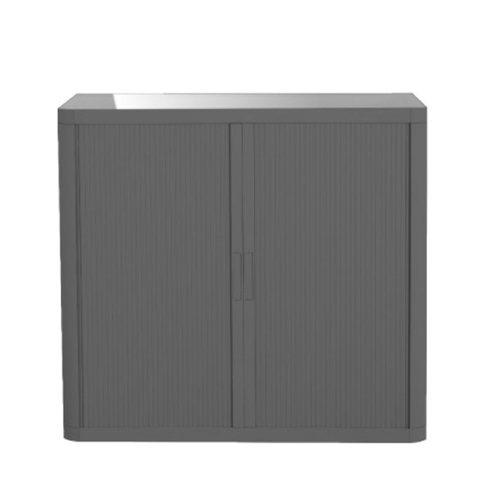 3660141929164-Armoire basse à rideaux EASY OFFICE - 110 x 104 x 41,5 cm - Corps, rideaux et poignée anthracite--0