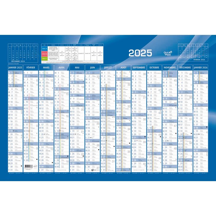 3371017523583-Quo Vadis - Calendrier horizontal 13 mois sur 1 face - 43 x 65 cm - bleu--0