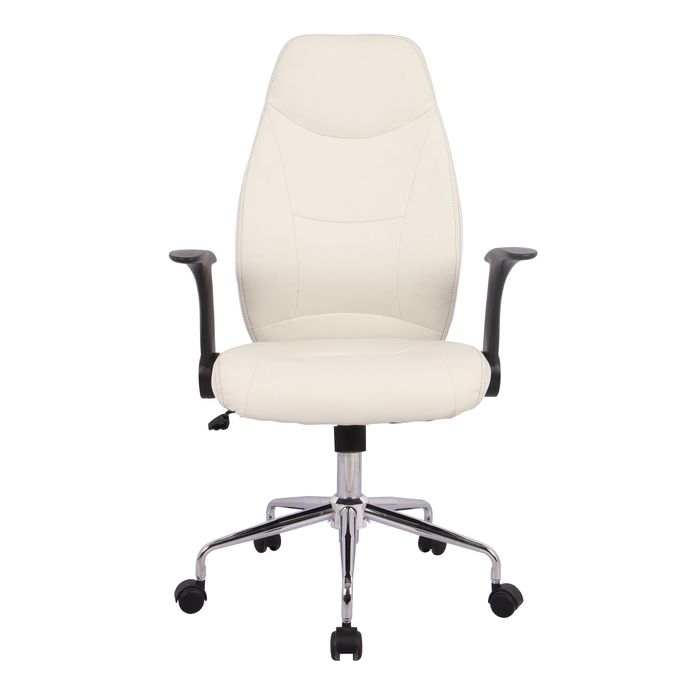 3397701921527-Fauteuil de bureau BRONTES - accoudoirs rabattables - appui-tête intégré - blanc--1