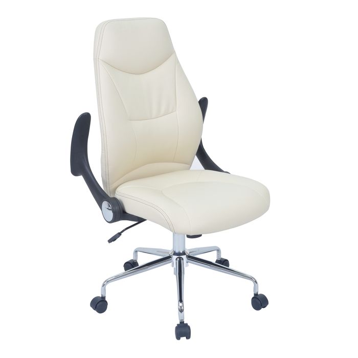 3397701921527-Fauteuil de bureau BRONTES - accoudoirs rabattables - appui-tête intégré - blanc--3