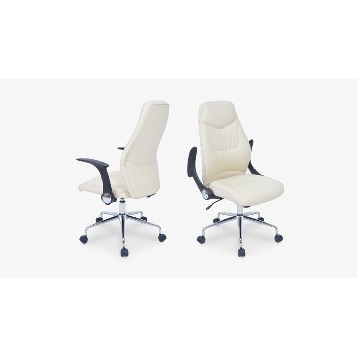 3397701921527-Fauteuil de bureau BRONTES - accoudoirs rabattables - appui-tête intégré - blanc--5