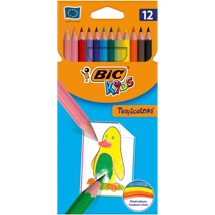 3270220022503-BIC Kids Tropicolors - 12 Crayons de couleur--0