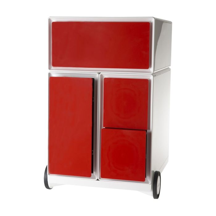 3660141926200-Caisson de bureau mobile EASYBOX - 4 tiroirs mixtes - Rouge--0