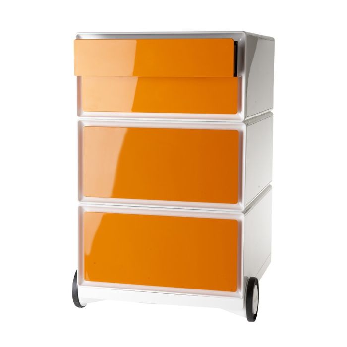 3660141926613-Caisson de bureau mobile EASYBOX - 2 tiroirs et 2 plumiers - Orange--0