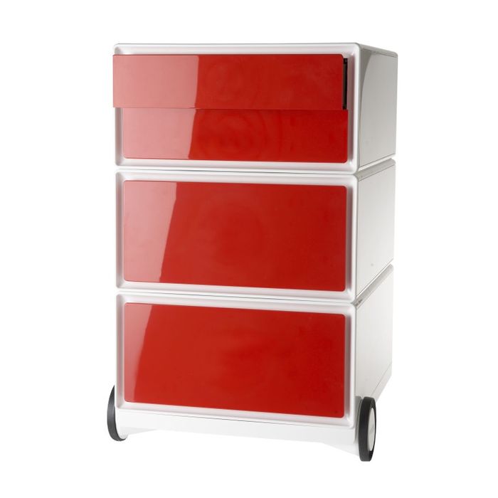 3660141926644-Caisson de bureau mobile EASYBOX - 2 tiroirs et 2 plumiers - Rouge--0