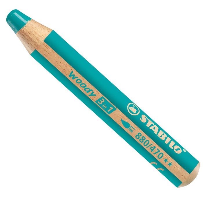 4006381188821-STABILO Woody 3 in 1 - Crayon de couleur pointe large - turquoise--0
