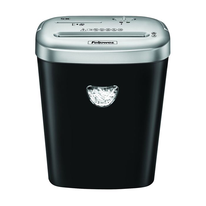 043859646906-Fellowes Powershred 53C - destructeur de documents coupe croisée - 10 feuilles - Corbeille 23 litres--0