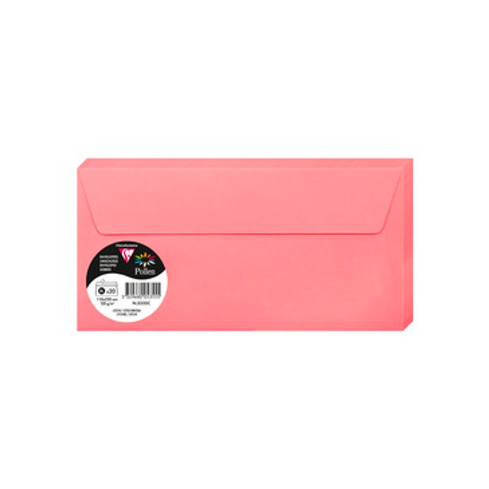 3329680053555-Pollen - 20 Enveloppes - 110 x 220 mm - 120 g/m² - rose litchi--0